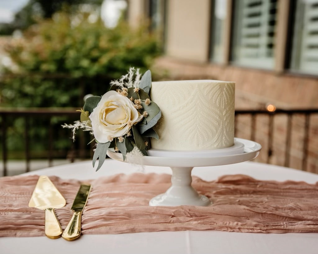Single Tier Wedding Cake - Small, Simple, Elegant, with Artificial Flowers - Made in Syacuse, Utah (Davis County)